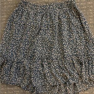 LC Lauren Conrad Navy Floral A-Line Skirt